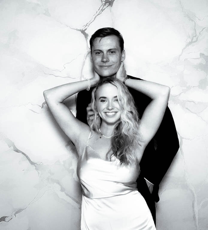 Couple posing for a black and white Glam photo