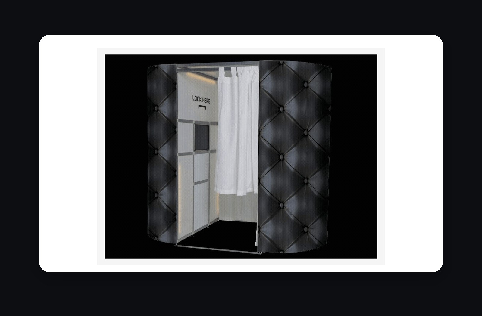 Black Chesterfield Oval Photo Booth with padded black exterior