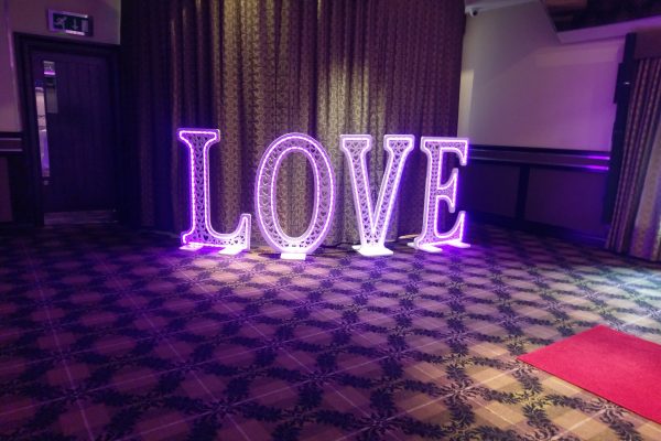 4ft love letters hire in lilac