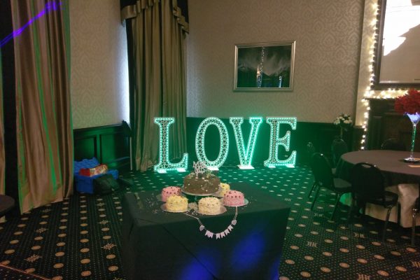 4ft Love letter hire in green