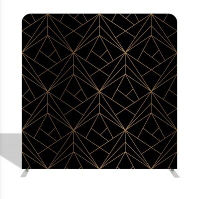 black and gold abstract gatsby style roaring 20s photo booth backdrop measures 7.5ft x 7.5ft