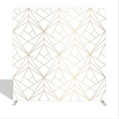 white and gold abstract gatsby style roaring 20s photo booth backdrop measures 7.5ft x 7.5ft