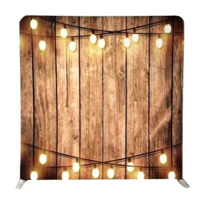 Rustic wood with lights photo booth backdrop perfect for weddings or rustic themed events measures 8ft x 8ft